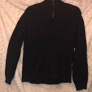 Black Pullover With Silver Accent Zipper